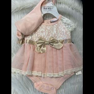 Nicole Miller • NWT pink tulle dress, bib and headband 3 piece set, 0-3 …